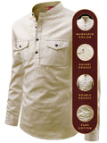 FireFish Men's Slim Fit Double Pocket Beige Color Pure Cotton Short Kurta