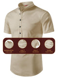FireFish Men's Slim Fit Half Sleeve Beige Color Pure Cotton Short Kurta