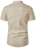 FireFish Men's Slim Fit Beige with White Color Pure Cotton Half Sleeve Short Kurta Pack 2