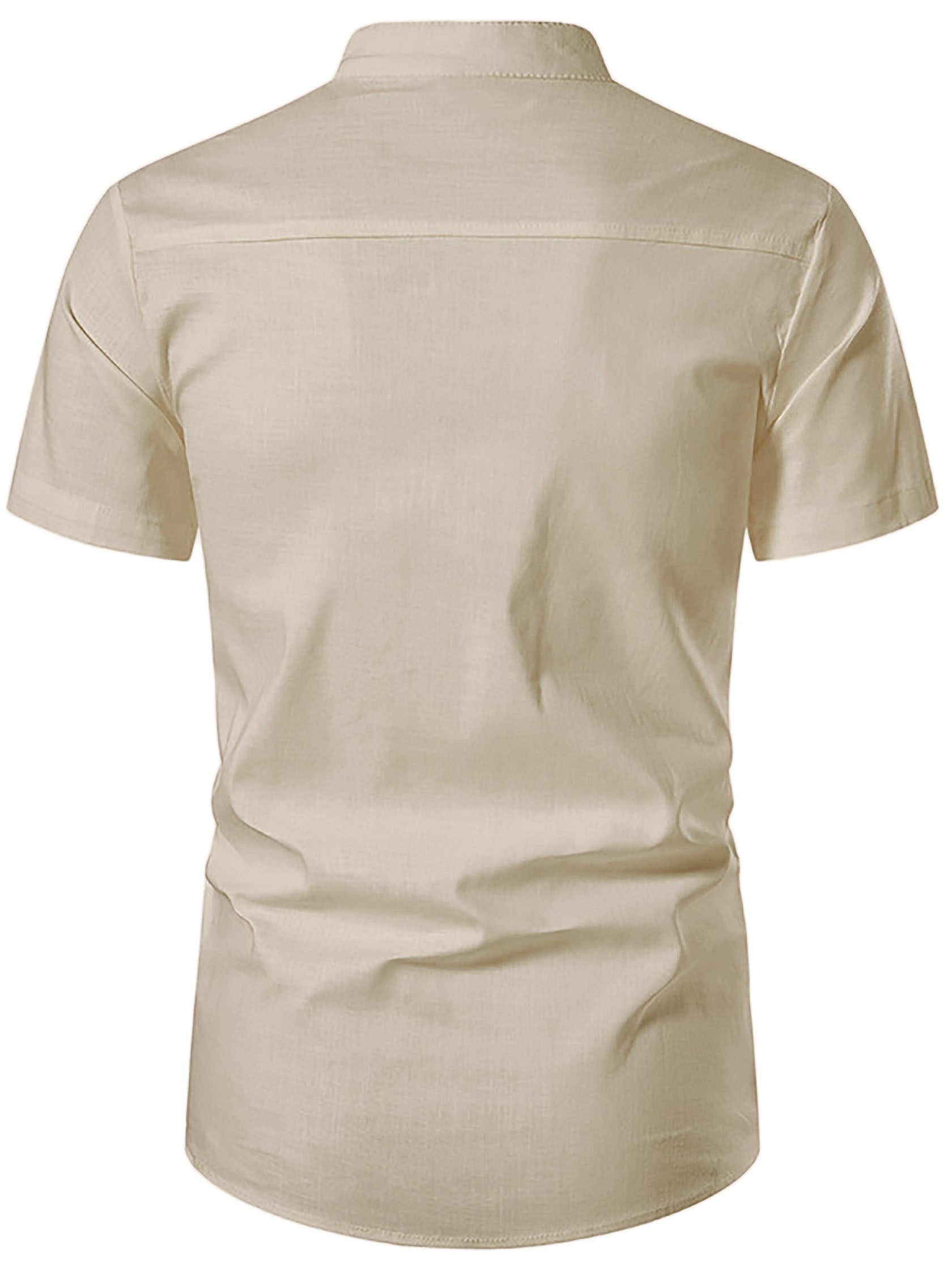 FireFish Men's Slim Fit Half Sleeve Beige Color Pure Cotton Short Kurta