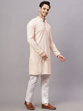 FireFish Men's Pista Chikankari Florist Sequined Long Kurta Set