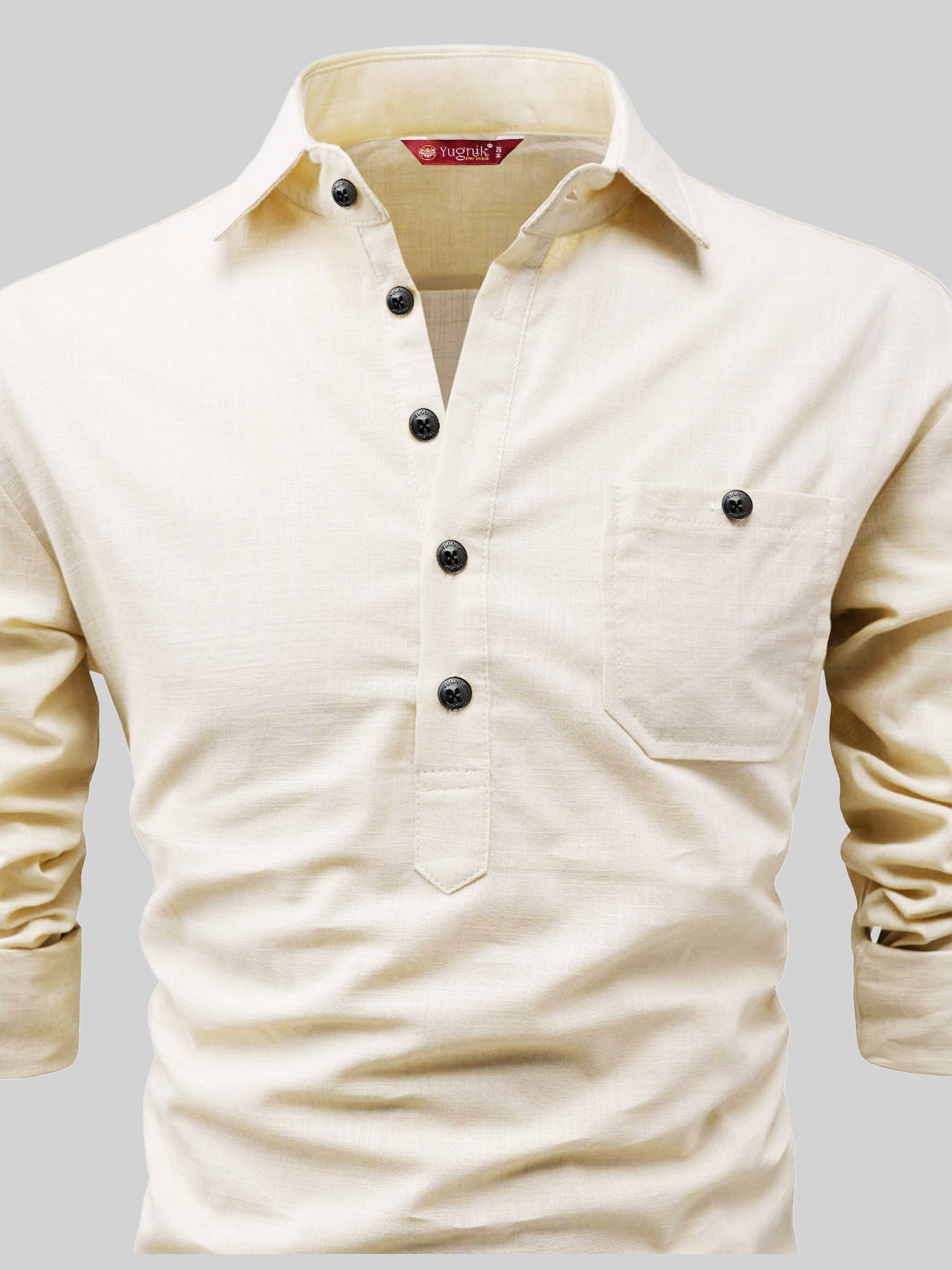 FireFish Men's Slim Fit Light Pista with White Cotton Short Kurta Pack 2