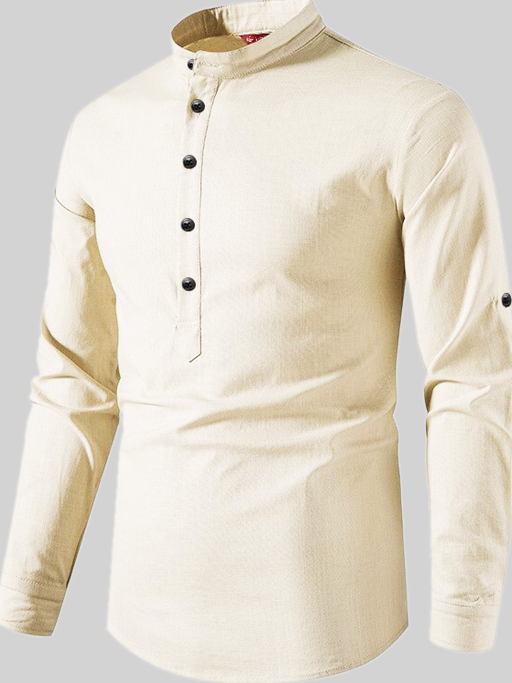 FireFish Men's Slim Fit Full Sleeve Yellow Cotton Short Kurta