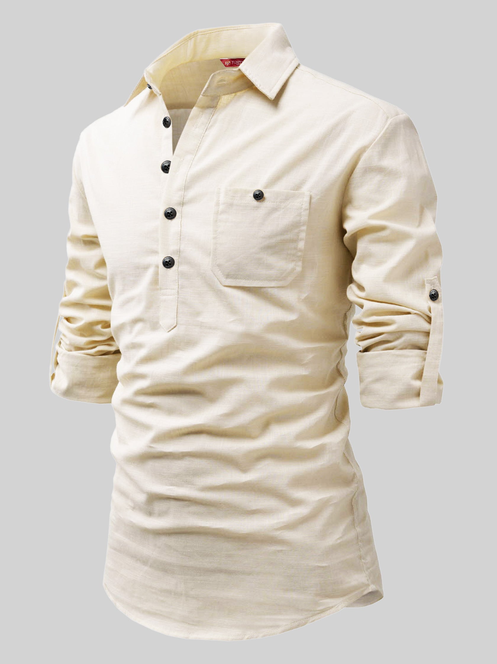 FireFish Men's Slim Fit Light Pista with White Cotton Short Kurta Pack 2