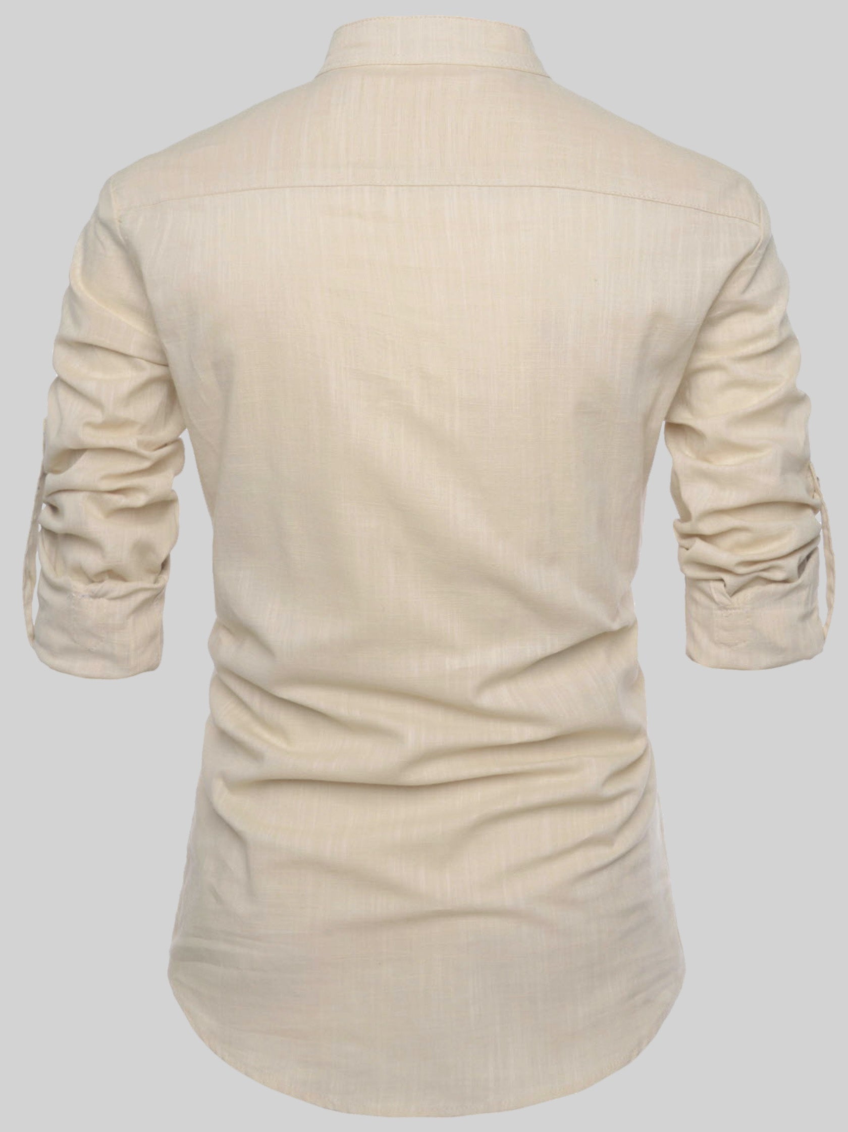 FireFish Men's Slim Fit Full Sleeve Yellow Cotton Short Kurta