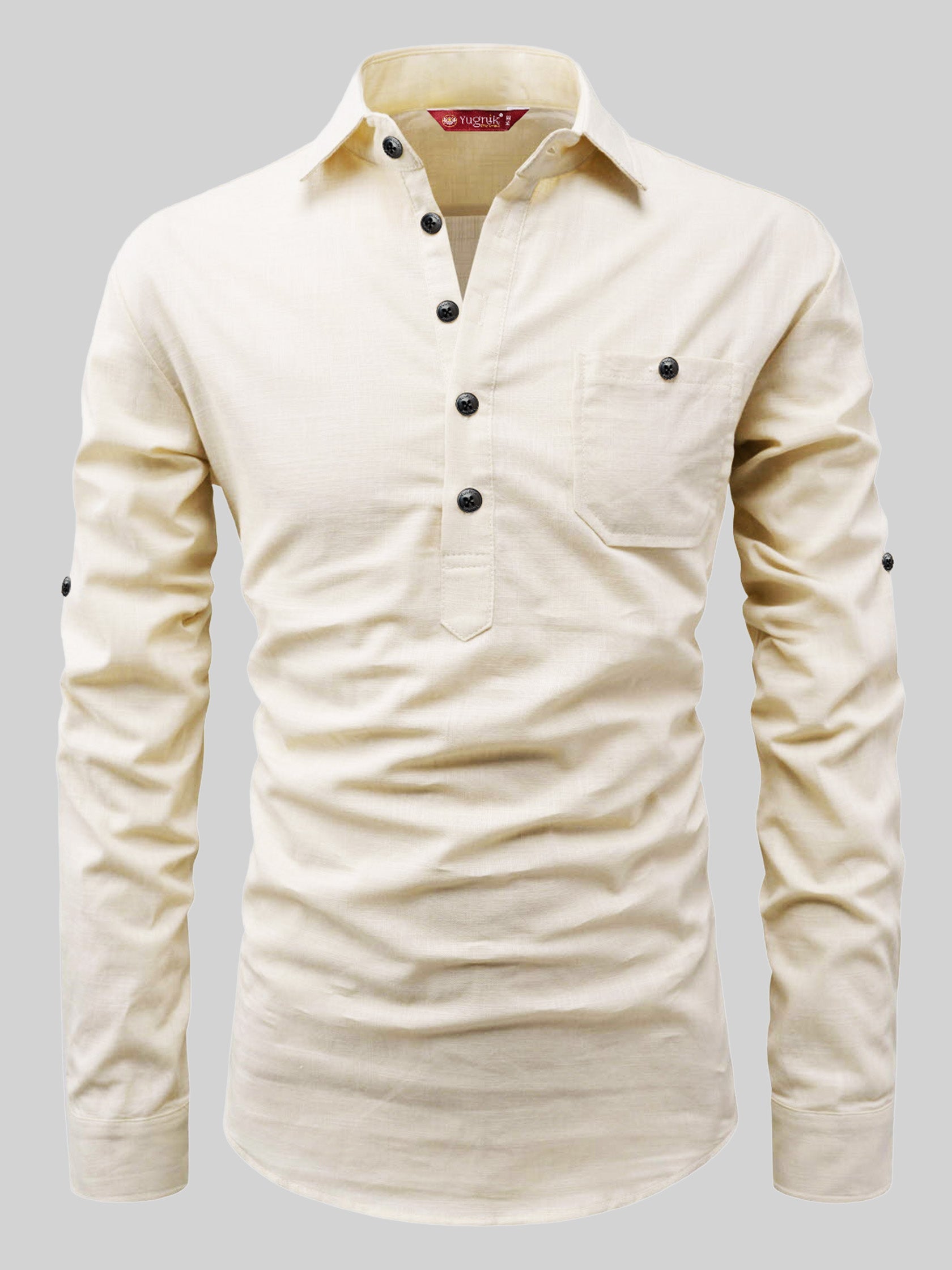 FireFish Men's Slim Fit Light Pista with White Cotton Short Kurta Pack 2
