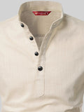 FireFish Men's Slim Fit Full Sleeve Yellow Cotton Short Kurta
