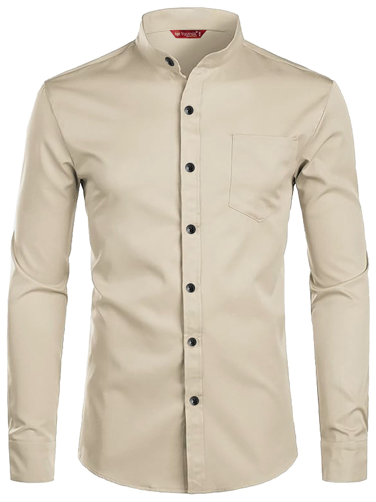 FireFish Men's Slim Fit Beige Color Cotton Blend Casual Shirt