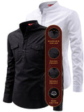 FireFish Men's Slim Fit Double Pocket Beige With White Cotton Short Kurta Pack 2