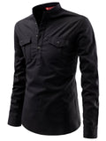 FireFish Men's Slim Fit Double Pocket Beige Color Pure Cotton Short Kurta