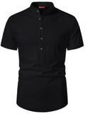FireFish Men's Slim Fit Half Sleeve Beige Color Pure Cotton Short Kurta