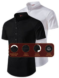 FireFish Men's Slim Fit Beige with White Color Pure Cotton Half Sleeve Short Kurta Pack 2