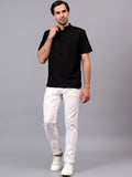 FireFish Men's Slim Fit Half Sleeve Beige Color Pure Cotton Short Kurta