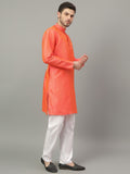 FireFish Brown Geometric Woven Design Straight Jacquard Kurta with Pyjamas Set