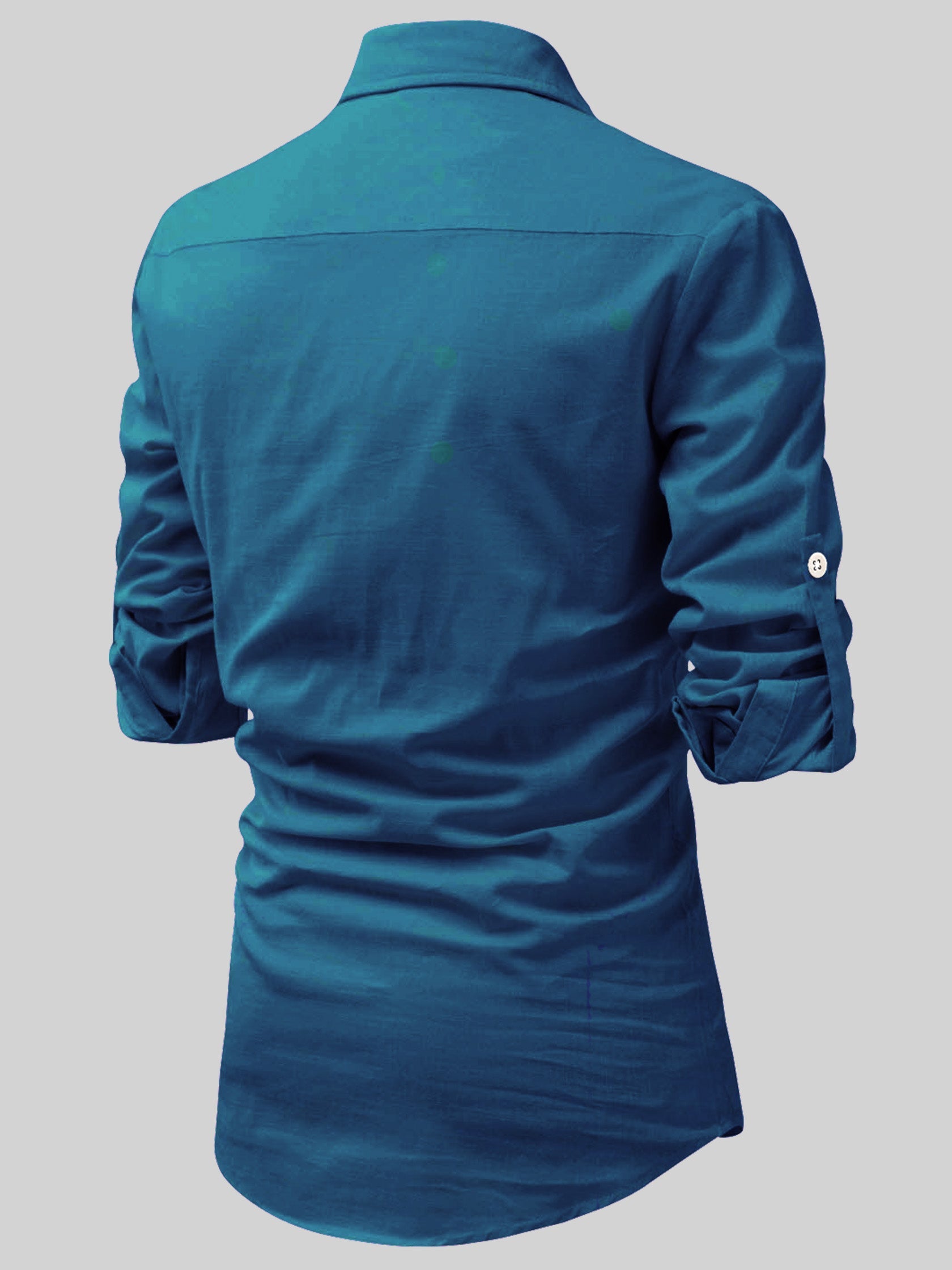 FireFish Men's Slim Fit Dark Teal With White Cotton Short Kurta Pack 2