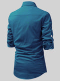 FireFish Men's Slim Fit Dark Teal With White Cotton Short Kurta Pack 2