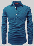 FireFish Men's Slim Fit Dark Teal With White Cotton Short Kurta Pack 2