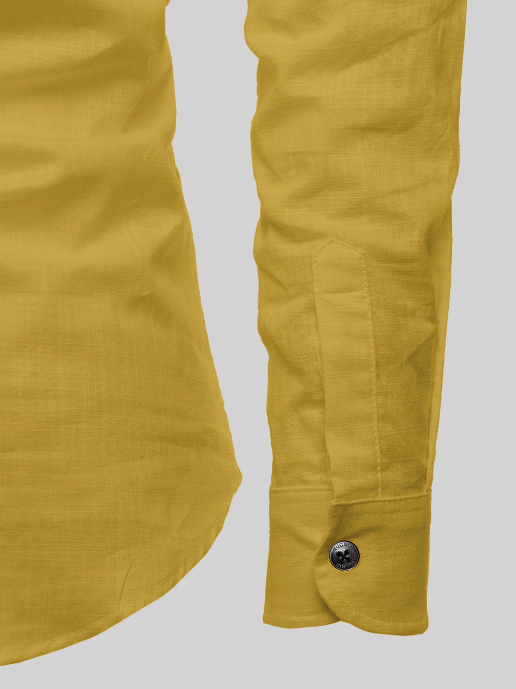 FireFish Men's Slim Fit Full Sleeve Yellow Cotton Short Kurta