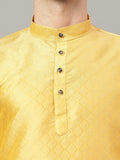 FireFish Brown Geometric Woven Design Straight Jacquard Kurta with Pyjamas Set