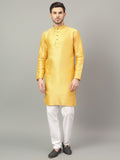 FireFish Brown Geometric Woven Design Straight Jacquard Kurta with Pyjamas Set