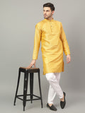 FireFish Brown Geometric Woven Design Straight Jacquard Kurta with Pyjamas Set