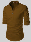 FireFish Men's Slim Fit Full Sleeve Yellow Cotton Short Kurta