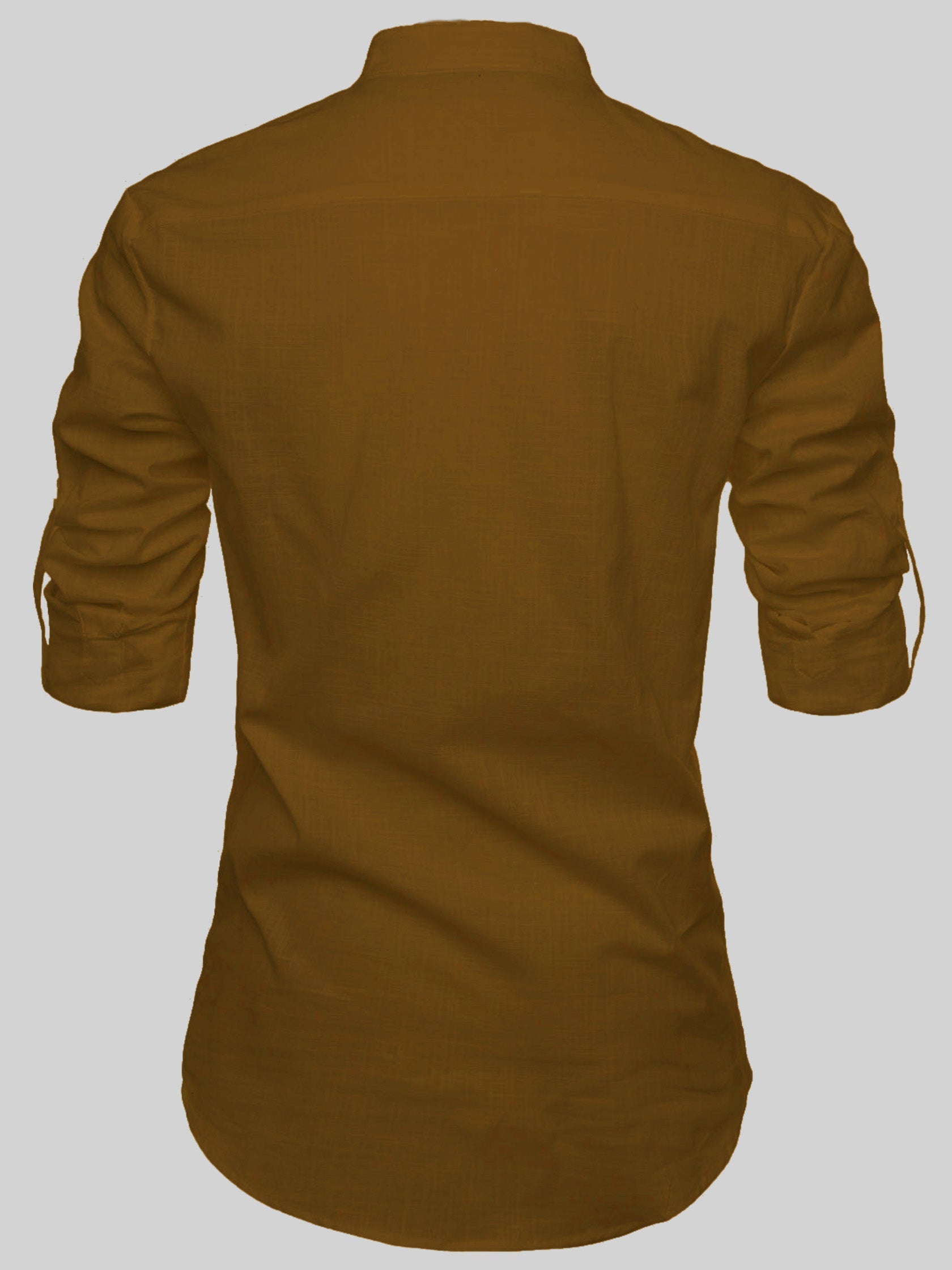 FireFish Men's Slim Fit Full Sleeve Yellow Cotton Short Kurta
