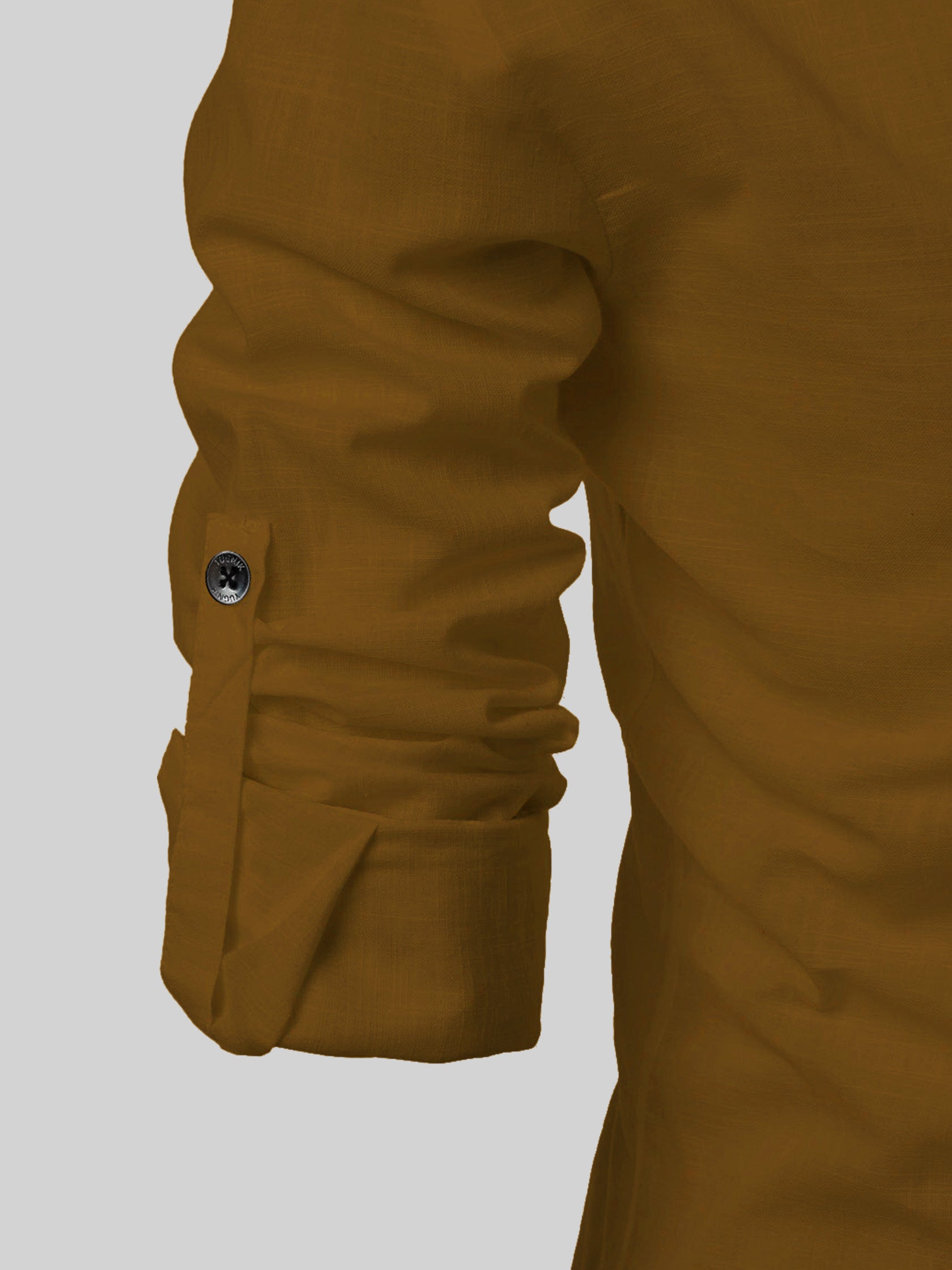 FireFish Men's Slim Fit Full Sleeve Yellow Cotton Short Kurta