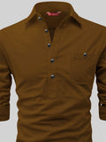 FireFish Men's Slim Fit Dark Teal With White Cotton Short Kurta Pack 2