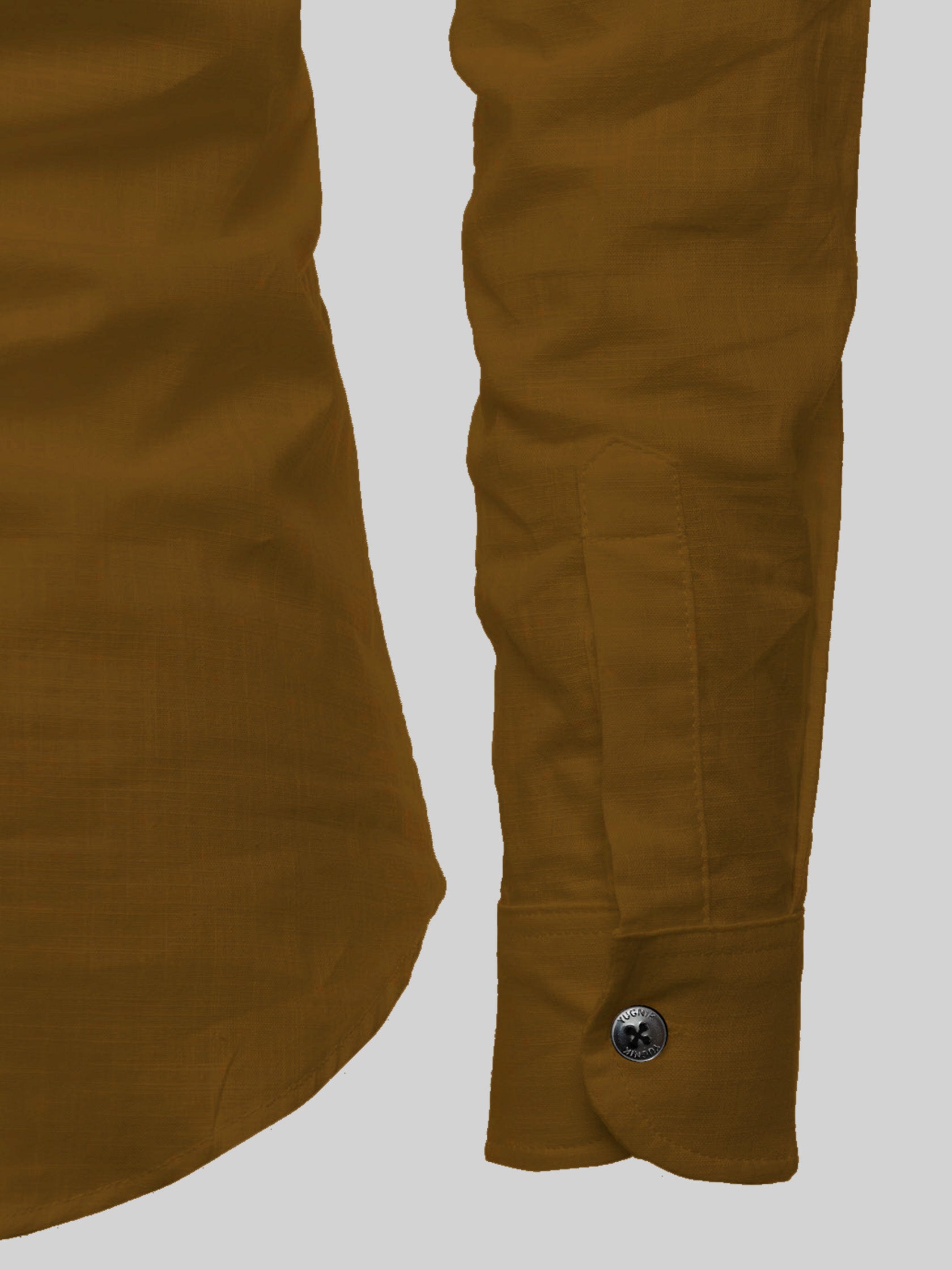 FireFish Men's Slim Fit Full Sleeve Yellow Cotton Short Kurta