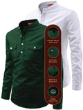 FireFish Men's Slim Fit Double Pocket Beige With White Cotton Short Kurta Pack 2