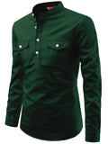 FireFish Men's Slim Fit Double Pocket Beige With Black Cotton Short Kurta Pack 2