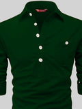 FireFish Men's Slim Fit Dark Teal With White Cotton Short Kurta Pack 2
