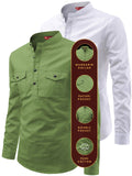 FireFish Men's Slim Fit Double Pocket Beige With White Cotton Short Kurta Pack 2