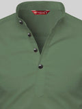 FireFish Men's Slim Fit Full Sleeve Yellow Cotton Short Kurta