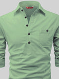 FireFish Men's Slim Fit Dark Teal With White Cotton Short Kurta Pack 2