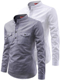 FireFish Men's Slim Fit Double Pocket Beige With White Cotton Short Kurta Pack 2