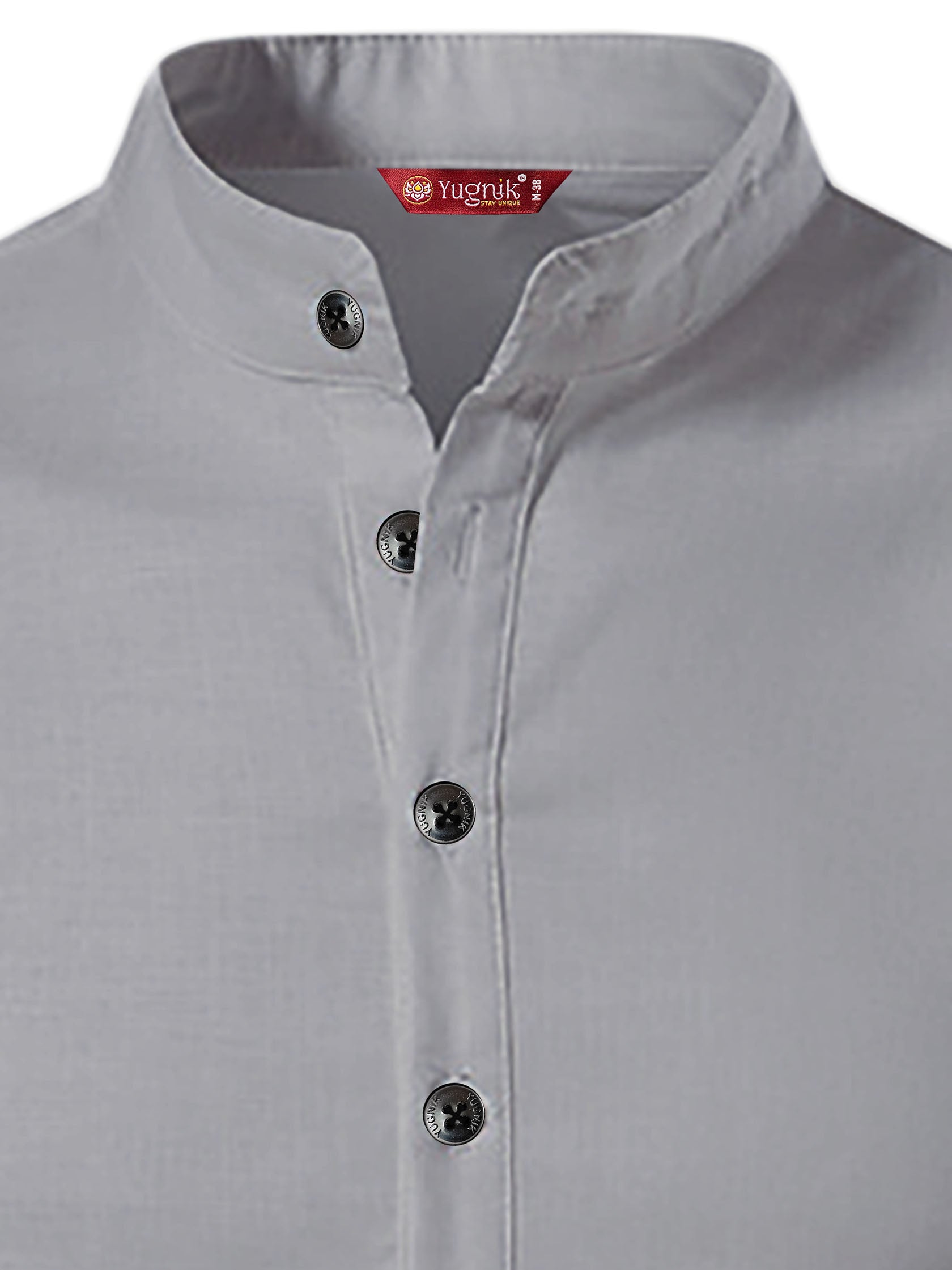 FireFish Men's Slim Fit Half Sleeve Beige Color Pure Cotton Short Kurta