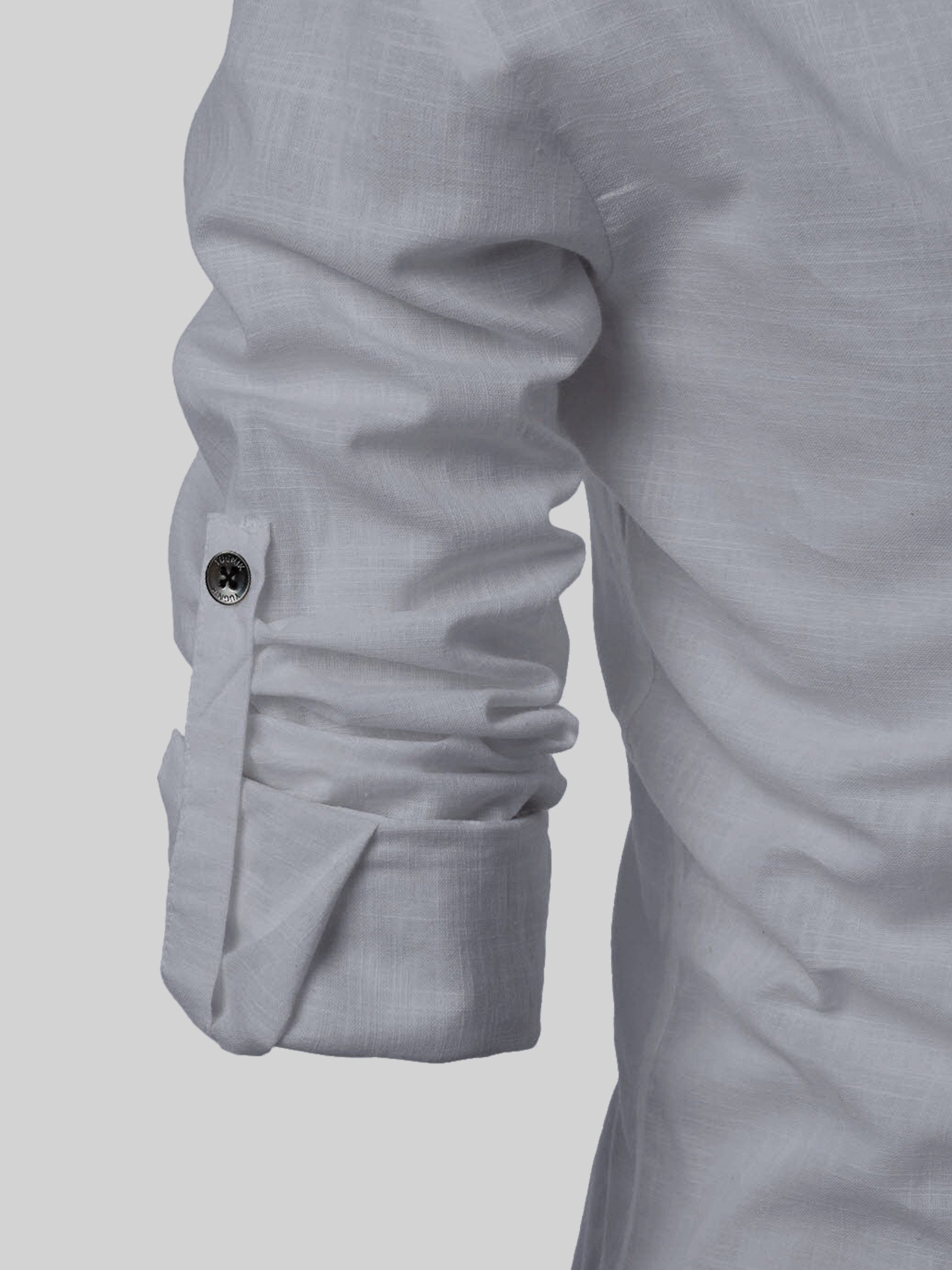 FireFish Men's Slim Fit Grey with White Color Cotton Short Kurta Pack 2