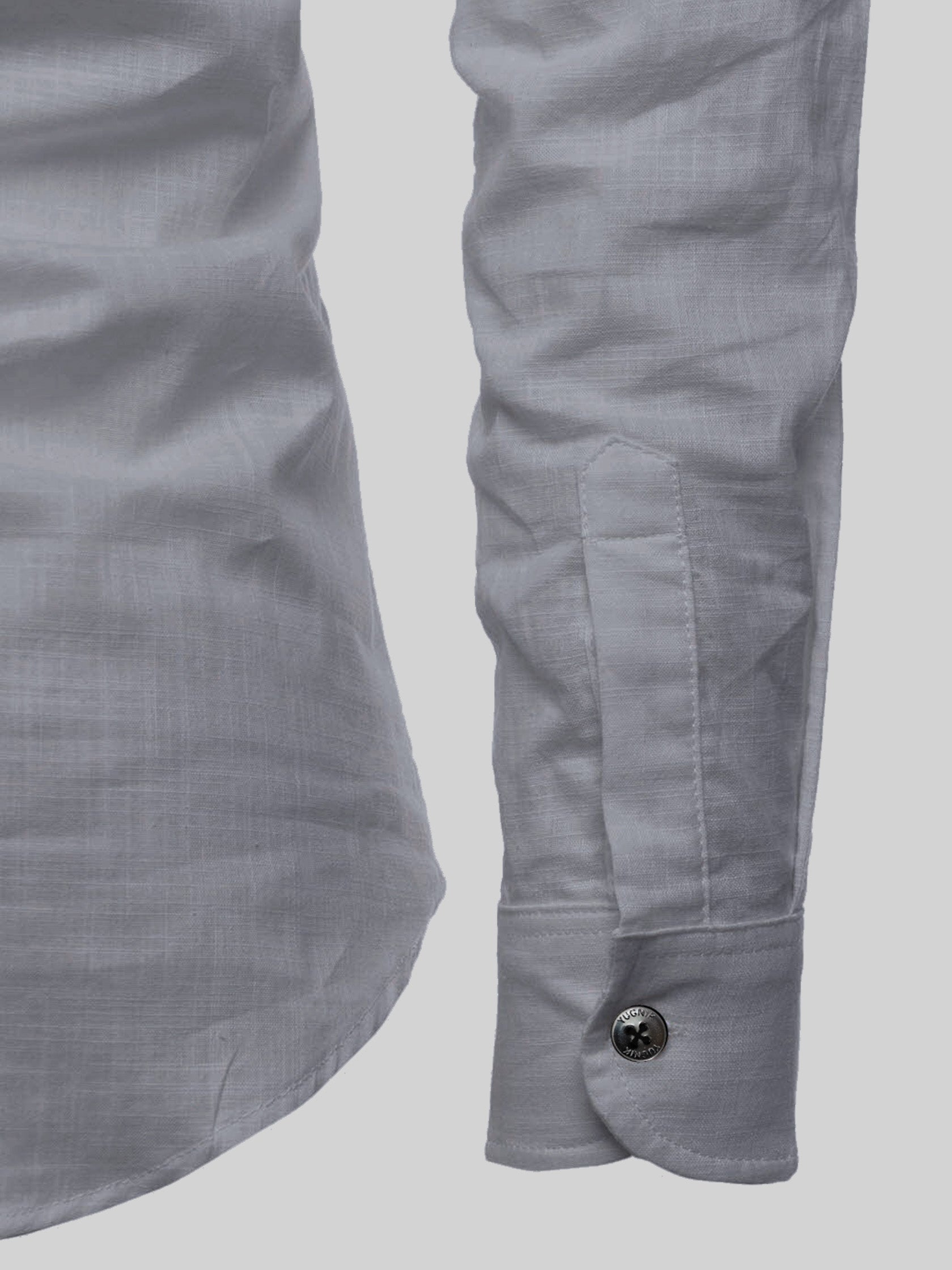 FireFish Men's Slim Fit Grey with White Color Cotton Short Kurta Pack 2