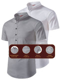 FireFish Men's Slim Fit Beige with White Color Pure Cotton Half Sleeve Short Kurta Pack 2