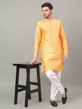 FireFish Brown Geometric Woven Design Straight Jacquard Kurta with Pyjamas Set