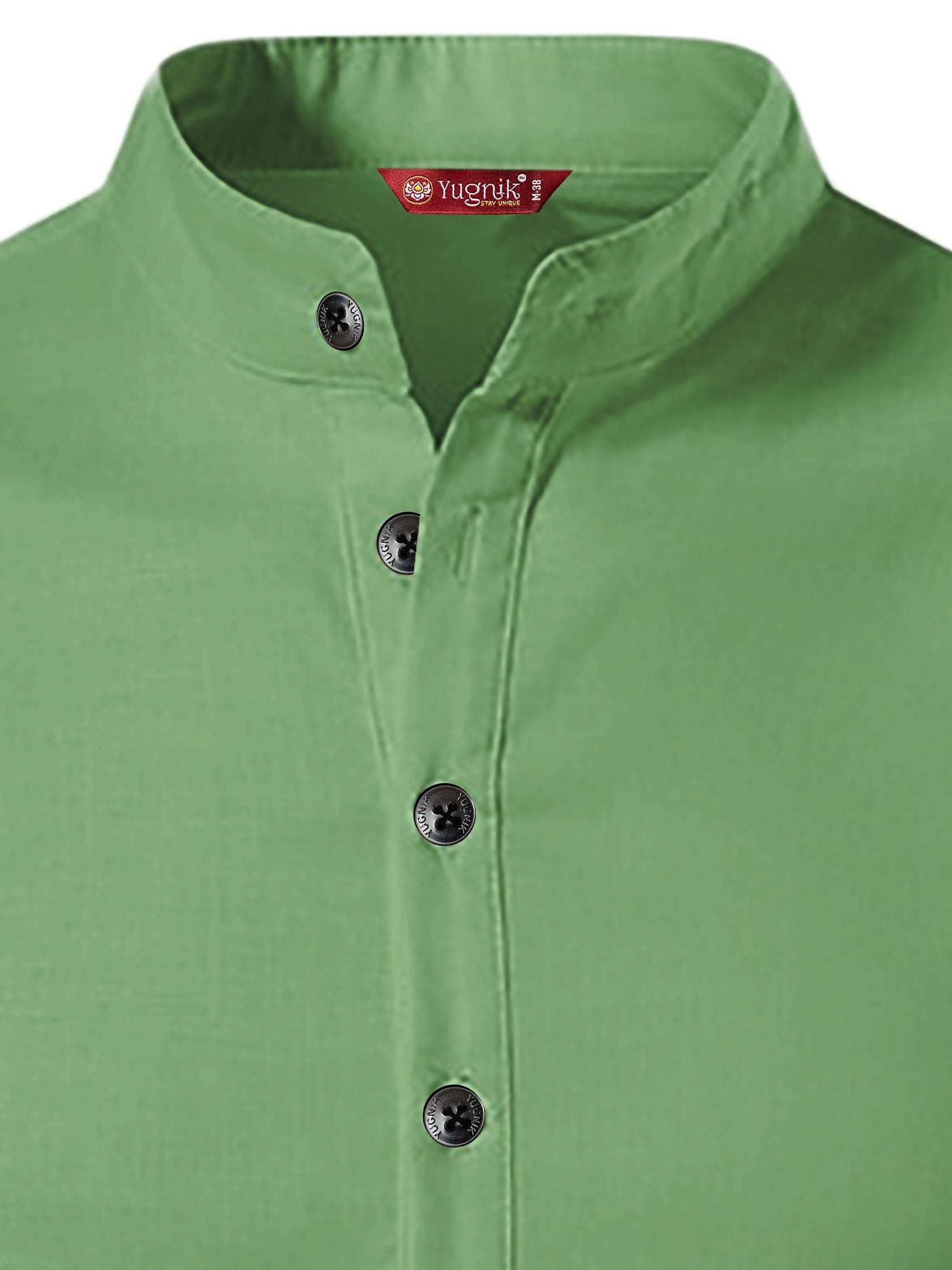 FireFish Men's Slim Fit Half Sleeve Beige Color Pure Cotton Short Kurta