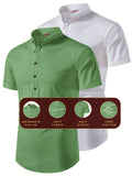 FireFish Men's Slim Fit Beige with White Color Pure Cotton Half Sleeve Short Kurta Pack 2