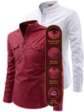 FireFish Men's Slim Fit Double Pocket Beige With White Cotton Short Kurta Pack 2