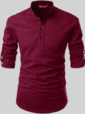 FireFish Men's Slim Fit Full Sleeve Yellow Cotton Short Kurta