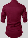 FireFish Men's Slim Fit Peach With Black Color Cotton Short Kurta Pack 2