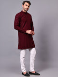 FireFish Men's Pista Chikankari Florist Sequined Long Kurta Set