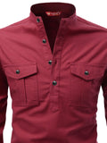 FireFish Men's Slim Fit Double Pocket Beige Color Pure Cotton Short Kurta