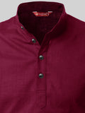 FireFish Men's Slim Fit Peach With Black Color Cotton Short Kurta Pack 2